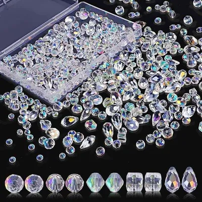 Image de Colliers de perles de verre assorties - 600 pièces de différentes tailles et couleurs pour la bijouterie et l'artisanat