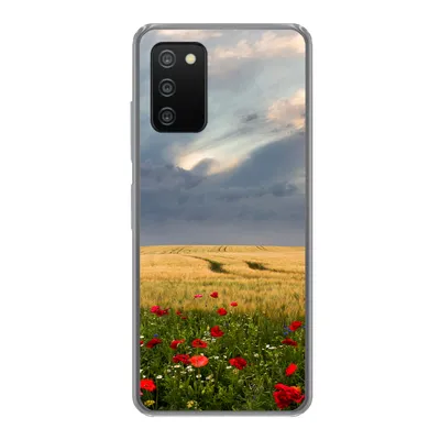 Produktbild von MuchoWow® Handyhülle Schutzhülle Hülle für Samsung Galaxy A03s Blumen - Weizen - Wolken Silikon Softcase Handy Hülle - Schutz