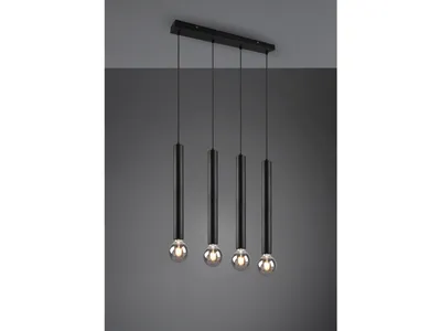 Immagine prodotto di Lampada a sospensione, metallo nero opaco, regolabile in altezza, H 150 cm