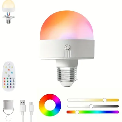 Produktbild von Wiederaufladbare E27-LED-Notfalllampe mit Magnet, kabellose Nachtleuchte für Schlafzimmer und Haushalt
