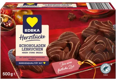 Produktbild von Edeka Herzstücke Schokoladen Lebkuchen Zartbitter 500g