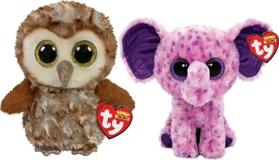 Produktbild von Ty - Stofftiere - Beanie Boo's - Percy Owl & Eva Elephant