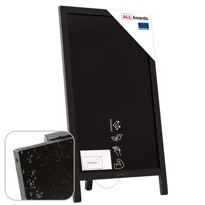 Produktbild von Kundenstopper wasserfest, SCHWARZ, Aufsteller mit Kreidefläche, einseitig 78x44 cm, Werbeaufsteller
