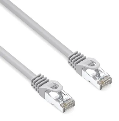Produktbild von LAN S/FTP Patchkabel, Kat.6a, RJ45 M - RJ45 M, 1 m, doppelt geschirmt, LSOH, grau, 10 Gbps economy