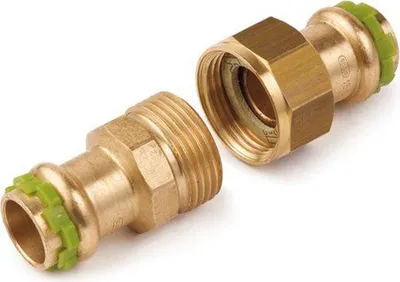 Produktbild von Kupfer Pressfitting Sudo-Press Durchgangsverschraubung flachdichtend 12 mm Kontur V DVGW