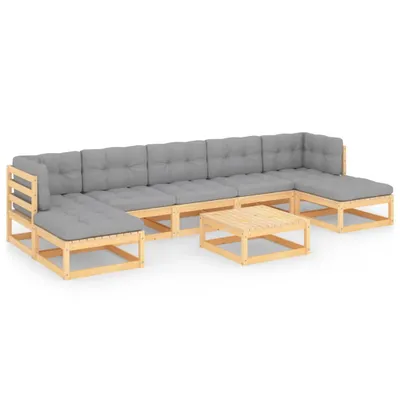 Produktbild von vidaXL 8-tlg. Garten-Lounge-Set mit Kissen Massivholz Kiefer