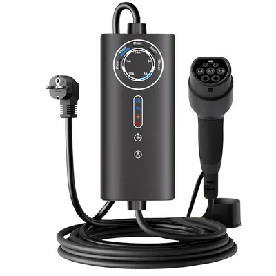 Produktbild von Mobiles EV-Ladegerät Typ 2, 3.5kW Schuko Tragbare Ladestation, Einstellbarer Ladestrom 6-16A mit Timer-Funktion, 6m , für E-Autos & PHEV