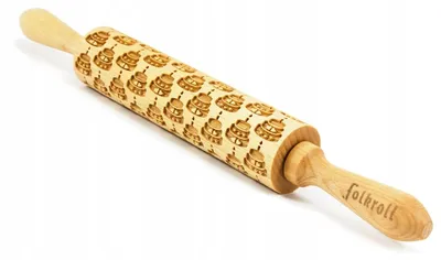 Obrázek produktu pro Folkroll Dřevěný váleček na cukroví "TORT" 37 cm