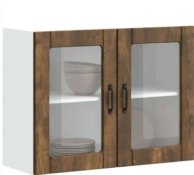 Produktbild von Küchen-Hängeschrank mit Glastür Lucca Räuchereiche Holzwerkstoff