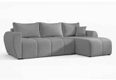 Image de AX LIVING Canapé d'angle avec fonction sommeil Malatya L Mini canapé gris clair D