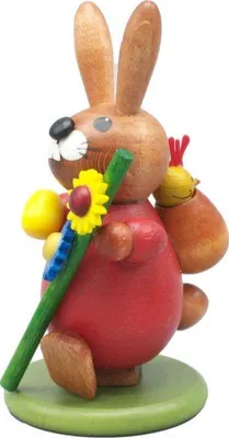 Zdjęcie produktu dla Dekoracja wielkanocna Zajączek wielkanocny z patyczkiem, kolorowy, wysokość 9 cm NOWOŚĆ