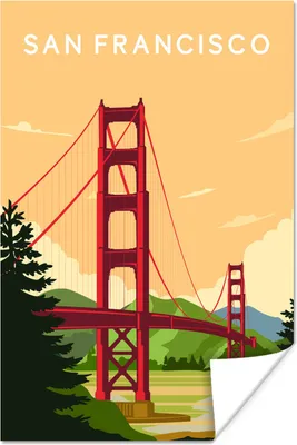 Produktbild von MuchoWow® Poster Brücke - USA - Architektur - Golden Gate Bridge 20x30 cm - Papierdruck