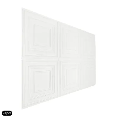 Produktbild von 24 Stücke PVC-Decken fliesen, Deckenplatten, PVC-Deckenplatten Weiß Wand dekorationen