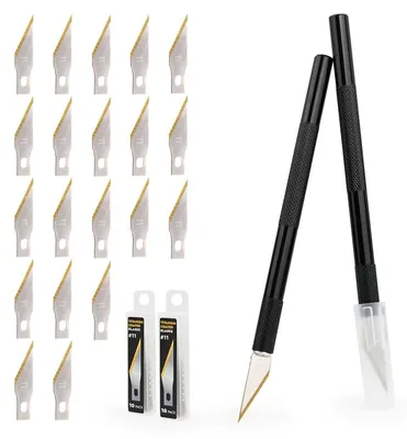 Immagine prodotto di 2 coltelli da modellismo con 20 lame di ricambio e custodia