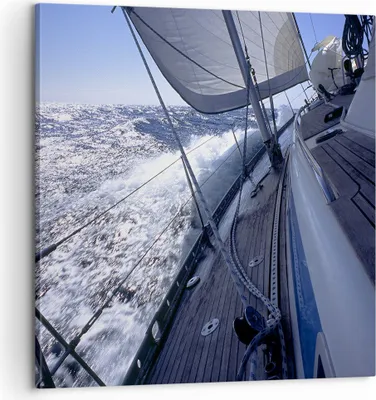 Produktbild von Bild auf Leinwand - Leinwandbild - Boot Ozean Reise Yacht - 60x60cm - Wand Bild - Wanddeko - Leinwanddruck - Bilder - Kunstdruck - Wanddekoration - Leinwand bilder - Wandkunst - AC60x60-0373