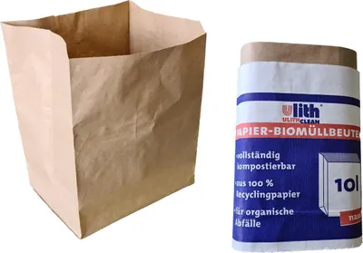Produktbild von Praktische Biobeutel aus Papier, 10 Liter, Braun, 10 Stück – Ideal für Küchenabfälle