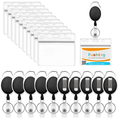 Imagen del producto de 10 portatarjetas con mosquetón, portacard con llavero para tarjetas de visita
