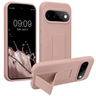 Produktbild von kwmobile Handyhülle für Google Pixel 11 Hülle - TPU Silikon Case mit Fingerhalter und Stand - Schutzhülle Cover in Altrosa