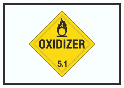 Produktbild von Schild Oxidierend wirkend Symbol Oxidizer entzündend A5 Rückseite selbstklebend