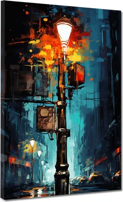 Produktbild von USA NY abstrakt Straßenlaterne Leinwandbild Wandbild Kunstdruck XL Wanddeko: 120x160x4cm