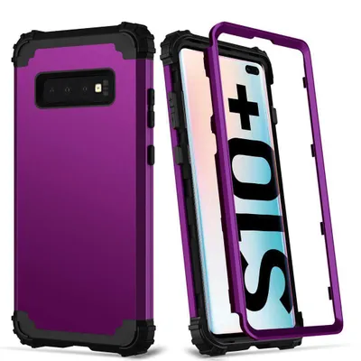 Obrázek produktu pro Galaxy S10 Plus Pouzdro, 3 v 1 Hybridní Pevný PC TPU Silikon, Odolné proti nárazům Ochranné pouzdro pro Samsung Galaxy S10 Plus Fialová