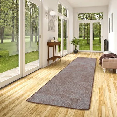Produktbild von Streifenberber Teppich Läufer Lines Braun Grau Meliert, Größe:100x100 cm