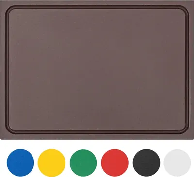 Produktbild von Kunststoff Schneidebrett 45x30x2 cm, braun, Saftrille, spülmaschinengeeignet, für Küche