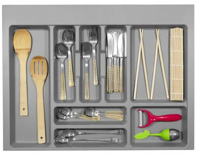 Produktbild von Emuca Optima Schubladen-Besteckeinsatz – Grau, Kunststoff
