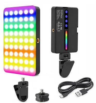 Produktbild von 6,5W LED Kameraleuchte – 2700–6500 K, 1800 mAh, RGB, CRI 96+ – Typ-C – Selfie-Licht und Vlog-Lampe für Videoaufnahmen und Streaming