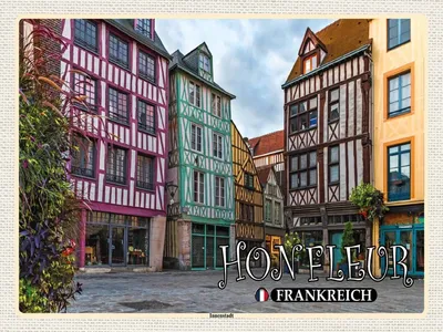 Produktbild von vianmo Holzschild 30x40 cm Honfleur Frankreich Innenstadt