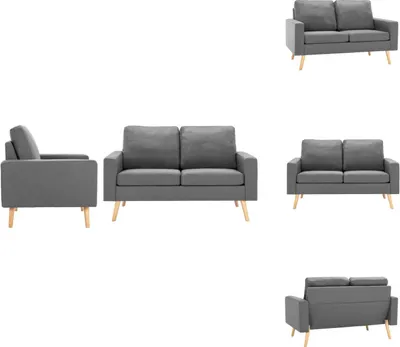 Produktbild von vidaXL 2-tlg. Sofagarnitur Stoff Hellgrau -  Sofas