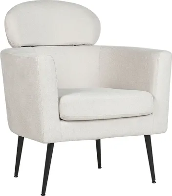 Produktbild von BELIANI Polstersessel Cremeweiß Stoff Schwarze Beine mit Kopfstütze Rückenlehne Retro Glam Design Stil