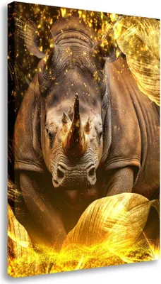 Produktbild von Wandbild Leinwandbild Rhinozeros Gold Abstract Kunstdruck XXL Wanddeko: 60x90x2cm