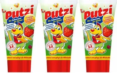 Produktbild von 3 x Putzi Zahncreme für Kinder Erdbeere Geschmack Zahnpasta 50ml