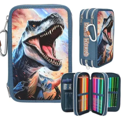 Immagine prodotto di Dino World Astuccio per matite a 3 scomparti
