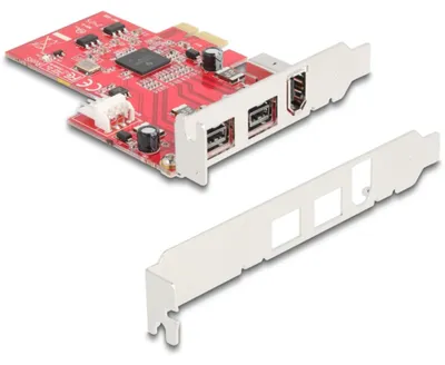 Produktbild von Delock PCI Express x1 Karte zu 2 x extern FireWire B + 1 x extern FireWire A - Low Profile Formfaktor