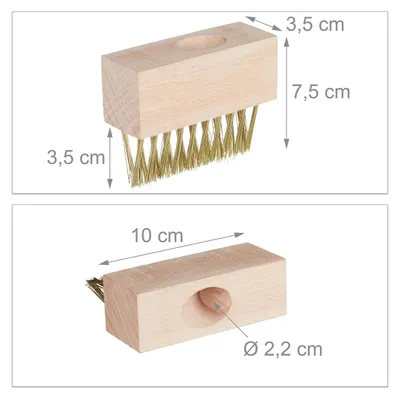Produktbild von Relaxdays Fugenbürste 2er Set, Stahlborsten, für Gartenreinigung, natur/messing