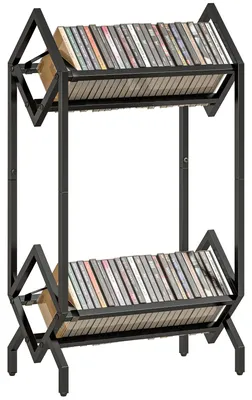 Immagine prodotto di SunvelloPorta CD 50, Porta Vinili 2 Livelli Metallo per DVD, Libri, Album, Nero