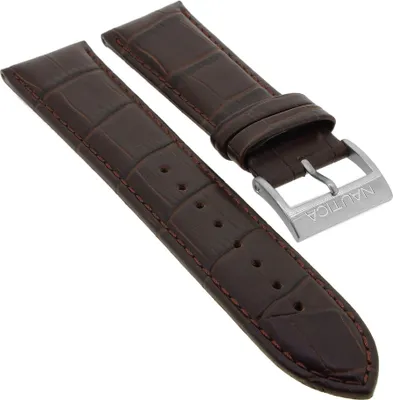 Produktbild von Nautica Uhrenarmband 22mm | Leder Kroko Optik in braun | NAI21501G