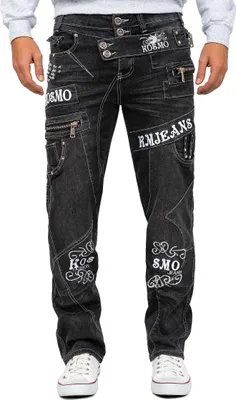 Produktbild von Kosmo Lupo Herren Regular Fit Jeans Stonewashed KM051-2 Grey W32/L32