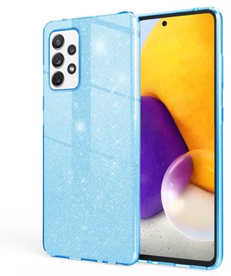 Produktbild von NALIA Glitzer Handy Hülle für Samsung Galaxy A72, Bling Cover Case Glitter Etui Hellblau