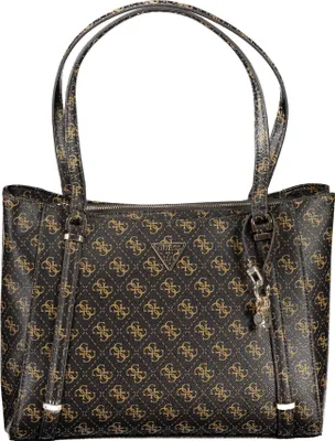Produktbild von Braune Damen Handtasche mit Schulterriemen und Kontrastdetails