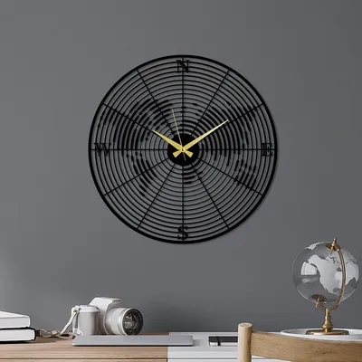 Obrázok produktu pre Opviq, Sonarw, Dekoratívne kovové nástenné hodiny, čierne, 100 % KOV, 49 x 49 cm
