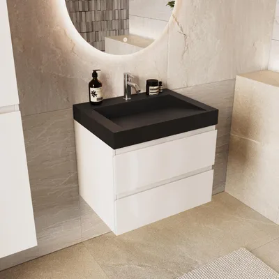 Produktbild von LOMAZOO ZARIVO Glänzend Weiß - Waschbecken Schwarz - 60 cm
