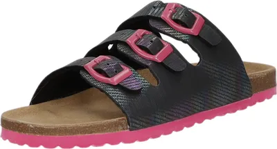 Produktbild von Pantolette für Damen, Schwarz, aus glattem Kunstleder mit 3 verstellbaren Riemen
