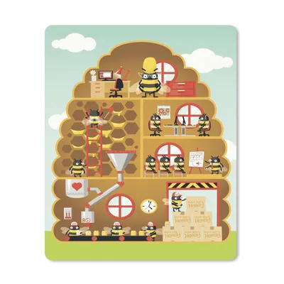 Produktbild von MuchoWow® Mauspad Mousepad Eine Illustration von Bienen in einer Honigfabrik 30x40 cm - Mousepads - Maus Mat - Pad - Mausunterlage - Mausmatten