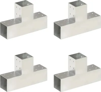 Produktbild von Pfostenverbinder 4 Stk. T-Form Verzinktes Metall 81 x 81 mm