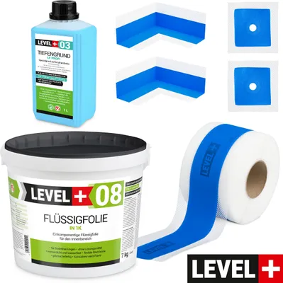 Produktbild von Dicht Set für Badabdichtung Dusche Tiefgrund Dichtband Flüssigfolie 7 kg SET302