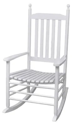 Produktbild von Schaukelstuhl aus Tannenhartholz mit gebogenem Sitz, weiß