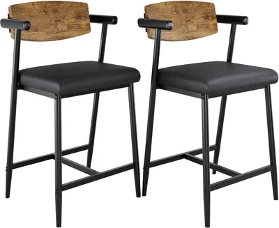 Produktbild von Barhocker 2er Set Polsterhocker Kunstleder Metall 93 cm retro